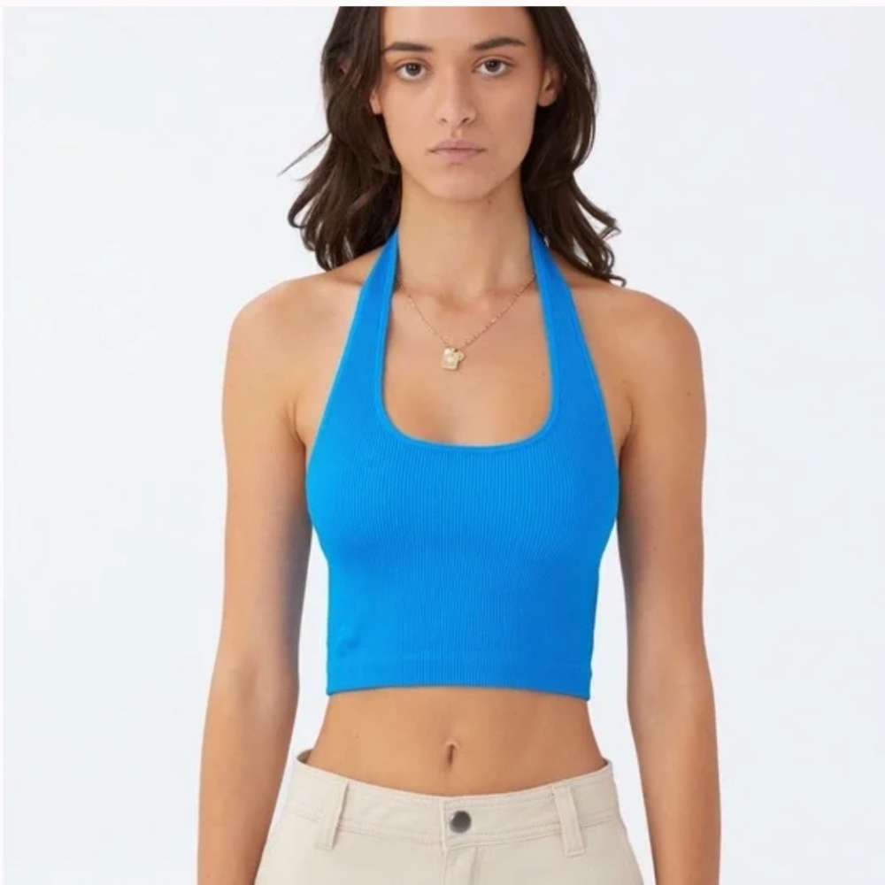 NWT Matcha Green Color Stacey Seamless Halter Neck Top - Picture 1 of 3